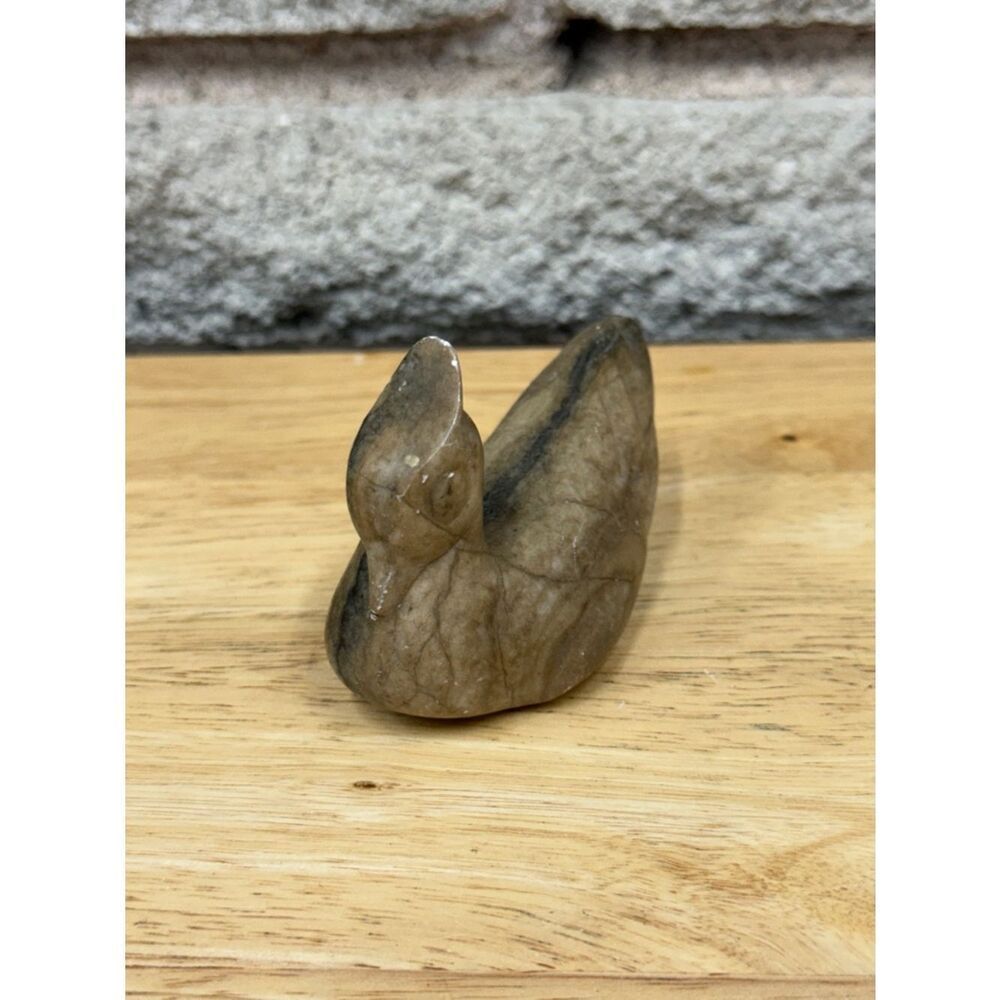 Handcrafted Gray Stone Duck Figurine - Decorative Home Accent - Picture 2 of 4